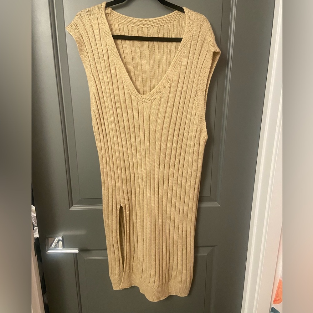 Tan sweater dress